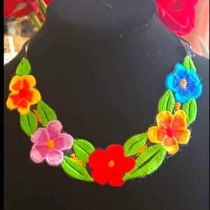 Embroidered necklace